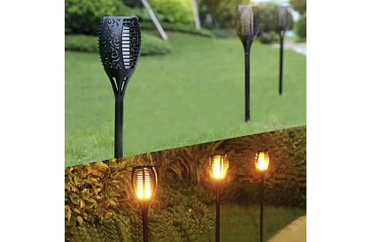 Kerti lámpák – Napelemes fákly lángoló tűz hatással - 4 darab