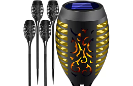 Kerti lámpák – Napelemes fákly lángoló tűz hatással - 4 darab