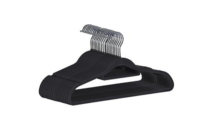 Samet vállfák ruhákhoz - 20 db - fekete