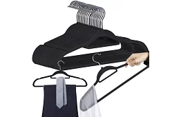 Samet vállfák ruhákhoz - 20 db - fekete