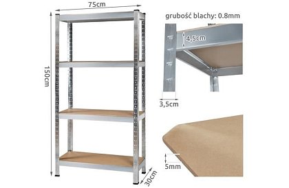 Raktári polc 150x75x30