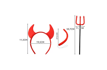 Kostüm - ördög kiegészítők - 4 darabos készlet