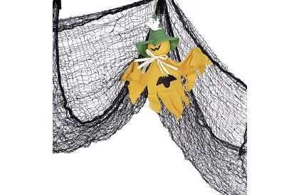 Nagy műanyag pókháló Halloweenra – 198x76 cm - fekete