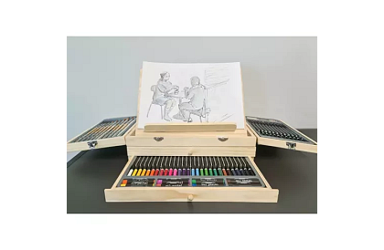 Festék készlet fából készült bőröndben – 83 elem