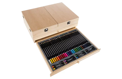 Festék készlet fából készült bőröndben – 83 elem