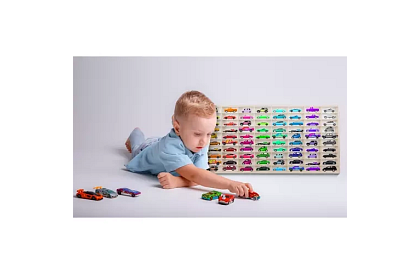 Fa fából készült polc – autószervező – 80 rekesz