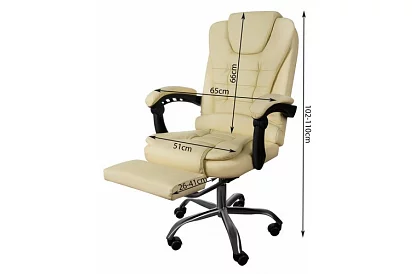 Irodai szék kihúzható lábtartóval - krém színű