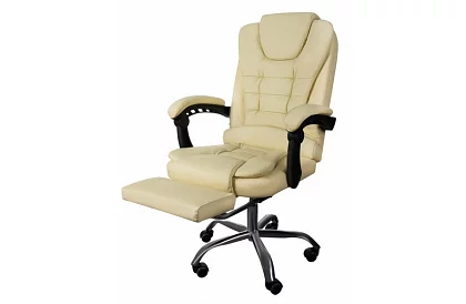 Irodai szék kihúzható lábtartóval - krém színű