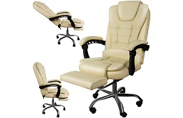 Irodai szék kihúzható lábtartóval - krém színű