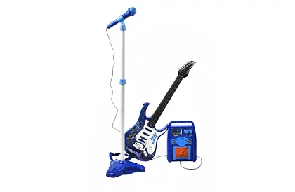 Zenei készlet – kék - gitár + erősítő + mikrofon