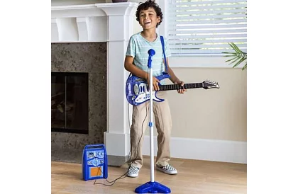 Zenei készlet – kék - gitár + erősítő + mikrofon