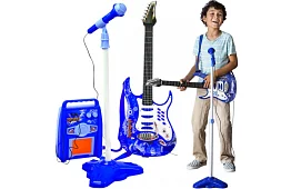 Zenei készlet – kék - gitár + erősítő + mikrofon