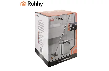 Gyakorlati lapos mop + 11 literes vödör – kétszobás tartozékokkal