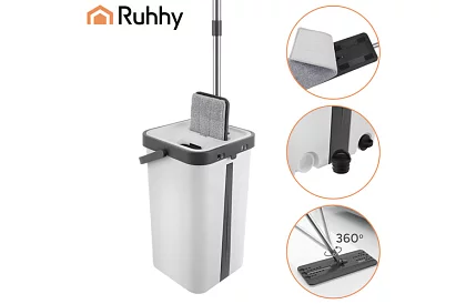 Gyakorlati lapos mop + 11 literes vödör – kétszobás tartozékokkal