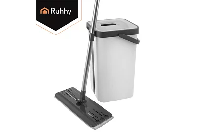 Gyakorlati lapos mop + 11 literes vödör – kétszobás tartozékokkal