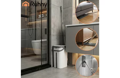 Gyakorlati lapos mop + 11 literes vödör – kétszobás tartozékokkal