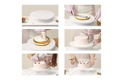 Forgó tálca a torta díszítéséhez + 3 spatula