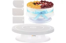 Forgó tálca a torta díszítéséhez + 3 spatula