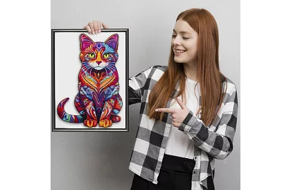 Fa puzzle macska – 130 darab – 38 × 24 cm