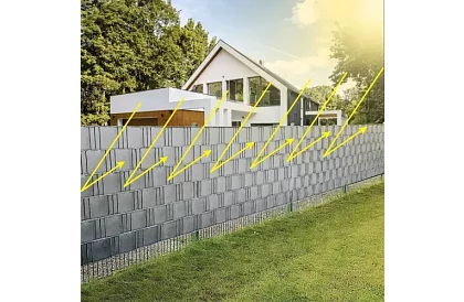 Árnyékoló szalag kerítéshez szürke - panel 630 g/m² + klipszek