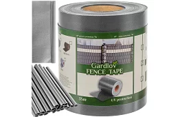 Árnyékoló szalag kerítéshez szürke - panel 630 g/m² + klipszek