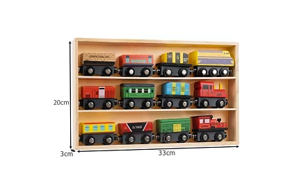 Fából készült vonat polccal a tároláshoz - 13 darab a készletben