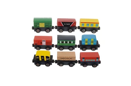 Fából készült vonat polccal a tároláshoz - 13 darab a készletben