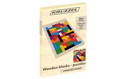 Fából készült Tetris puzzle