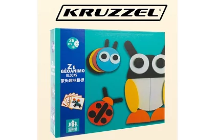 Fa geometrikus fa puzzle - állatok