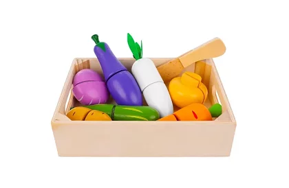 Fából gyümölcs és zöldség vágásra - a dobozban