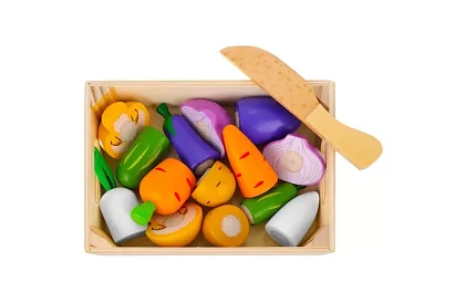 Fából gyümölcs és zöldség vágásra - a dobozban