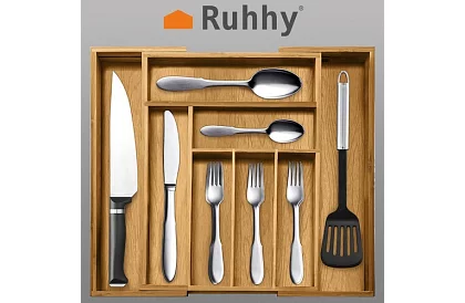 Bambusz fiókos szervező – evőeszköztartó