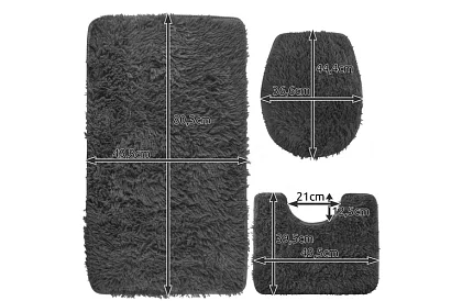 Fürdőszobai szőnyegek – 3 darabos készlet - szürke