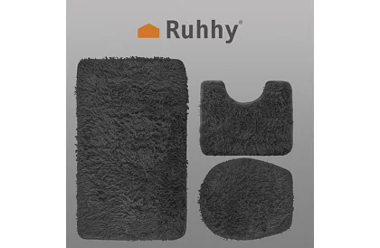 Fürdőszobai szőnyegek – 3 darabos készlet - szürke