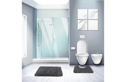 Fürdőszobai szőnyegek – 3 darabos készlet - szürke