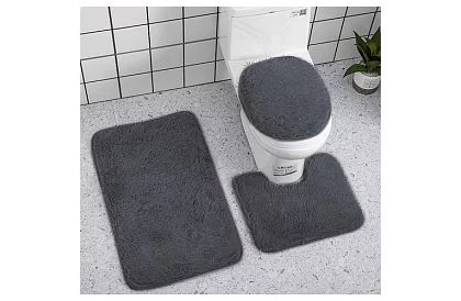 Fürdőszobai szőnyegek – 3 darabos készlet - szürke