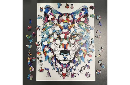 Fából készült puzzle farkas - 170 darab - 38 x 27 cm